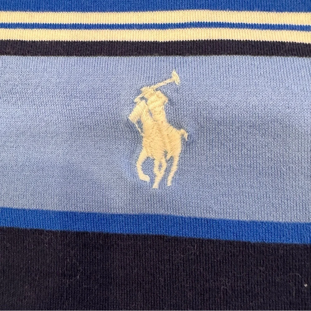 RALPH LAUREN POLO GOLF Mens Polo Shirt Blue, White, gray Stripe Sz L
